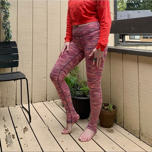 ZELLA pink multicolor striped yoga leggings XS full length compression like new - Picture 10 of 11